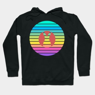 Cute Bunny - Rabbit on a Retro Multicolor Sunset Design Hoodie